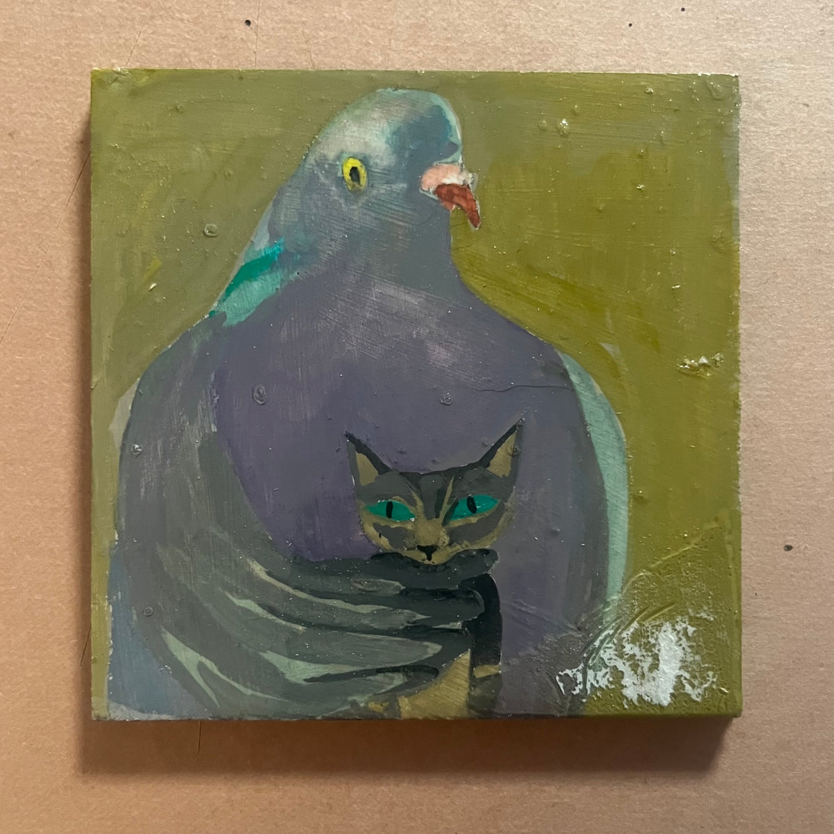 Pigeon with a kitten (Girl With A Kitten)