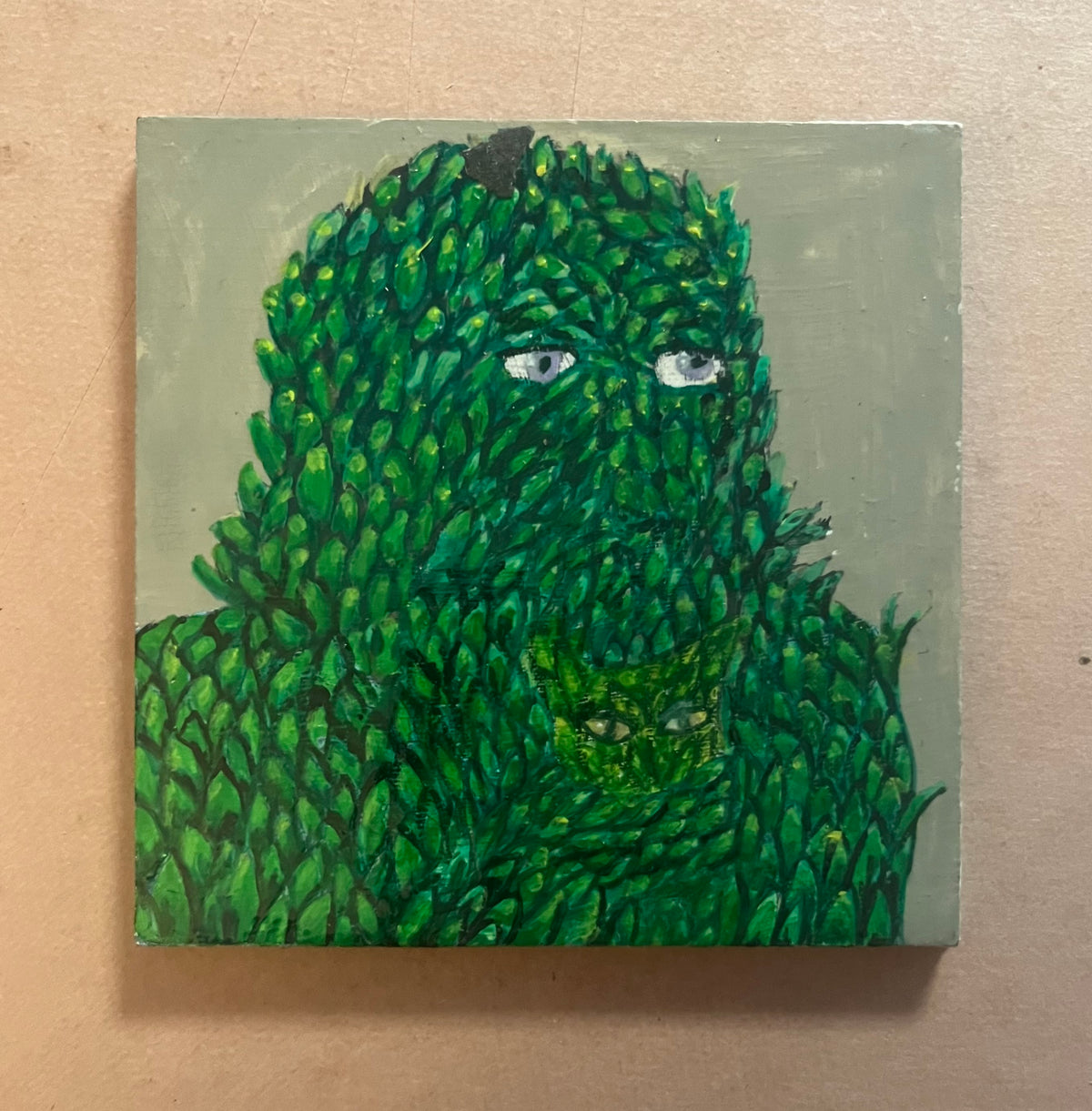 Hedge person and cat (Girl with a Kitten)